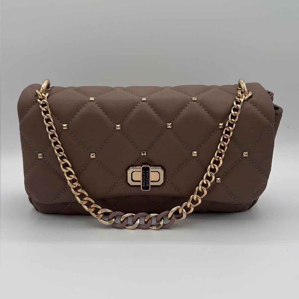 Elegant Brown Quilted Chain Shoulder Bag